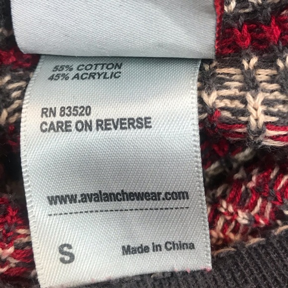 AVALANCHE Gray Cowl neck Sweater NORDIC Small Red - Picture 9 of 9